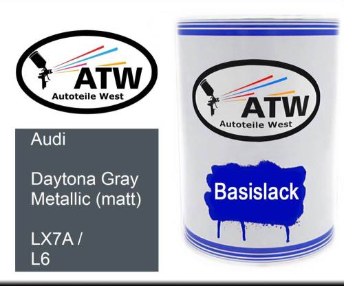 Audi, Daytona Gray Metallic (matt), LX7A / L6: 500ml Lackdose, von ATW Autoteile West.